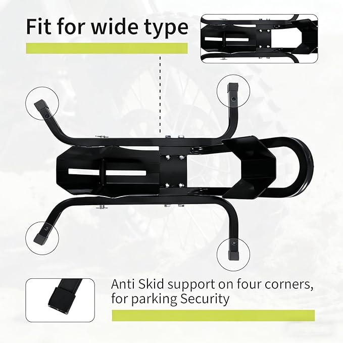 1800 Lb Capacity Heavy Duty Motorcycle Wheel Chock – Dirt Bike Wheel Chocks Adjustable 16"-21" Tire Fit for Cruisers, Dirt Bikes & ATVs, Rust-Resistant Steel Trailer & Garage Mount,Black