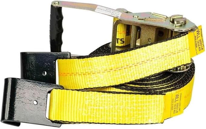 Mytee Products 20 Pack Ratchet Tie-Downs with Flat Hooks, 2" x 20' Yellow Ratchet Straps | 10,000 Lbs Breaking Strength | Tie Down Ratchet Straps for Flatbed, Truck, Trailers Pickup