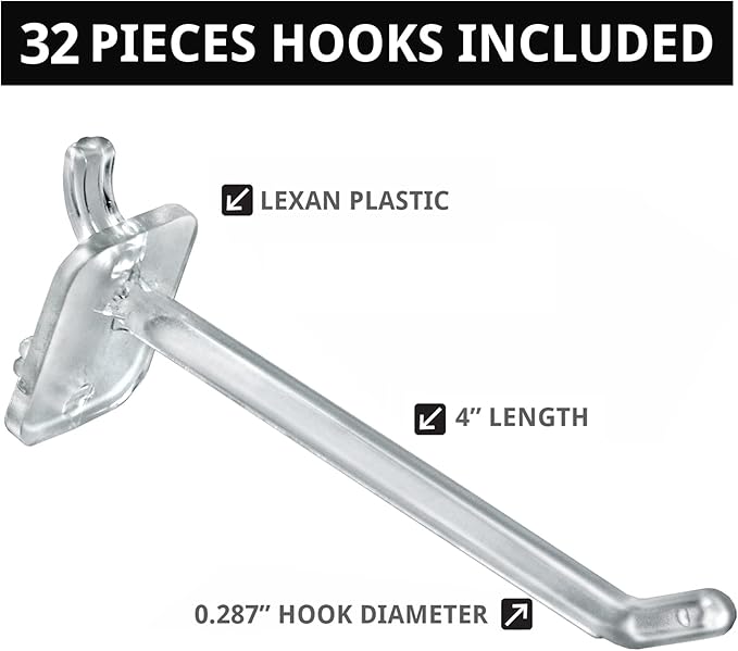 Azar Displays 701414-CLR-4C32 Rotating Countertop Display Kit with Peg Hooks Included, 14 Inches Wide x 14 Inches Deep x 20 Inches High, Pegboard Spinner Organizer, Clear