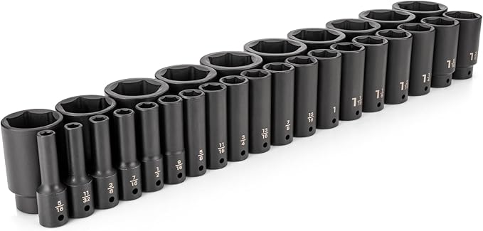 TEKTON 1/2 Inch Drive Deep 6-Point Impact Socket Set, 29-Piece (5/16-2 in.) | SID92007