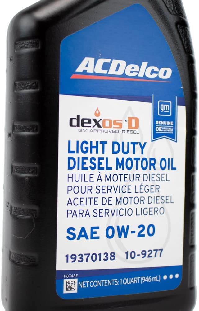 DmaxStore ACDelco DexosD 0w-20 Oil Change Kit 19370138, 10-9277 & PF66A, 19458926, 55495105, 19391402 Oil Filter LM2 LZ0 3.0l Duramax Silverado Sierra 1500 Tahoe Yukon Suburban Escalade Diesel