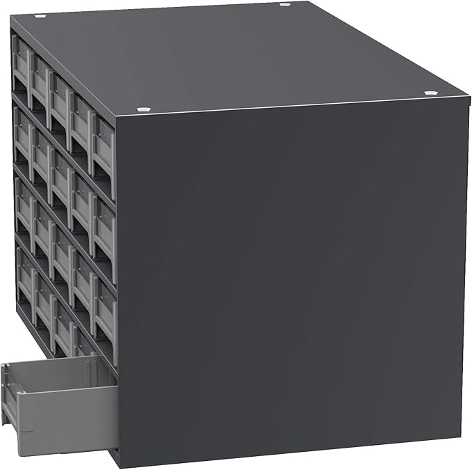 Akro-Mils Steel Garage Storage Cabinet, Small Parts Organizer Metal Cabinet for Hardware, Nails, Screws, Bolts, Nuts, and More, 17" W x 11" D x 11" H, 20-Drawer, Gray Cabinet/Gray Drawers (19320)