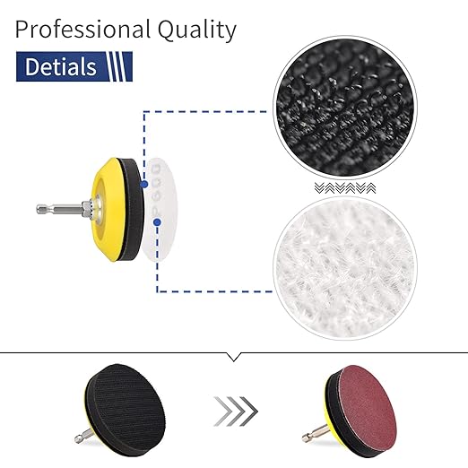 120Pack 3 Inch Polishing Pad for Drill Sanding Attachment Variety Kit with 5/16" and 1/4" Shanks for Car Buffer Polisher Waxing Sealing Glaze, Sanding Pads Includes 80-3000 Grit