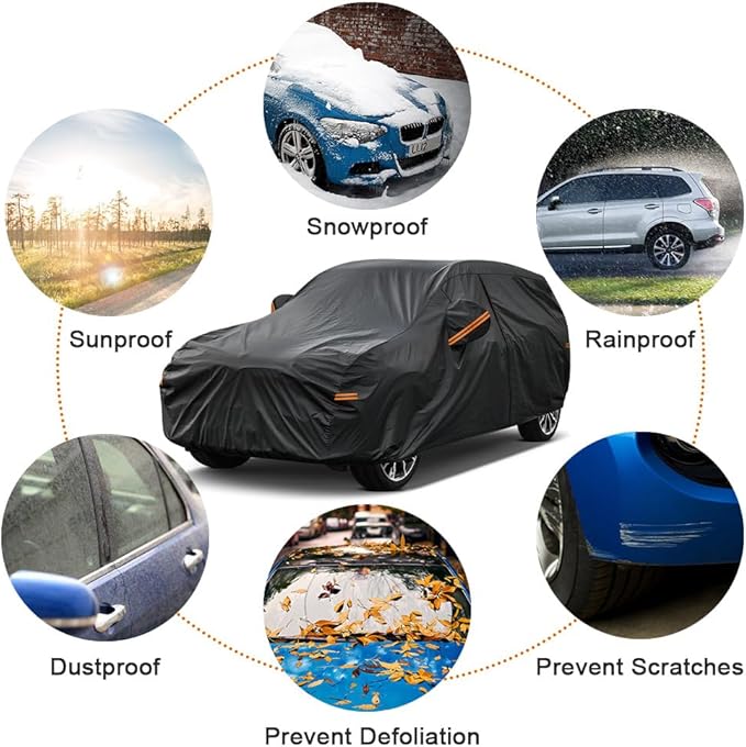 Kayme 7 Layers SUV Car Cover Custom Fit for Jeep Compass (2006-2025) Waterproof All Weather for Automobiles, Outdoor Full Cover Rain Sun UV Protection.Black