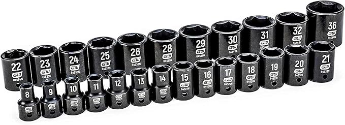 GEARWRENCH 25 Pc. 1/2" Drive 6 Pt. Impact Metric Socket Set, Standard - 84933N (Pack of 3)