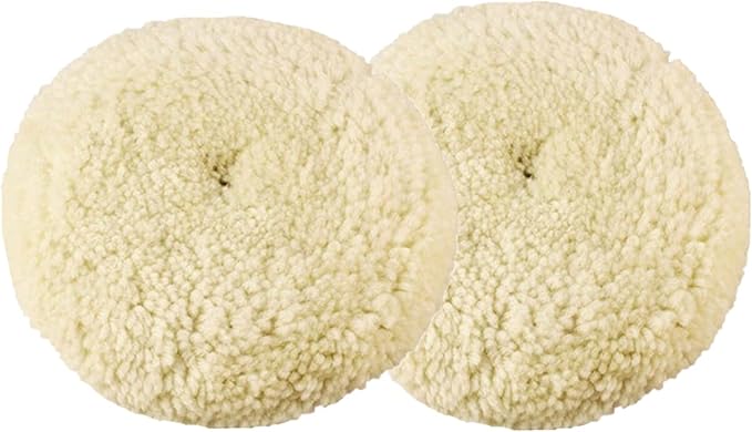 Wool Buffing Pad,2 Pack 7" Car Polishing Pad with Hook and Loop for Cleaning & Cutting,Polishing,100% Wool Sheepskin Material,Durable and Soft