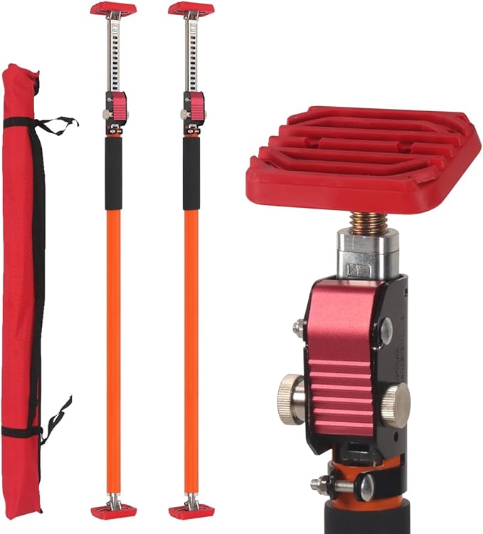 Adjustable Support Pole, Quick Telescopic Support Rod, Third Hand Tool Supports up to 154 lbs Construction Tools for Ceiling, Cabinet Jacks, Cargo Bars Drywalls (2Pack 35~63INCH)
