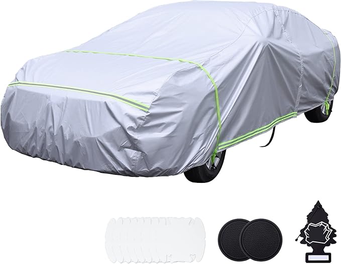 BYDOLL Car Cover Waterproof All Weather 6 Layers Snowproof Windproof Hail Protector Full Exterior Covers UV Protection 210D Oxford Universal Fit Sedan Outdoor Automobiles Zipper Cotton Inside