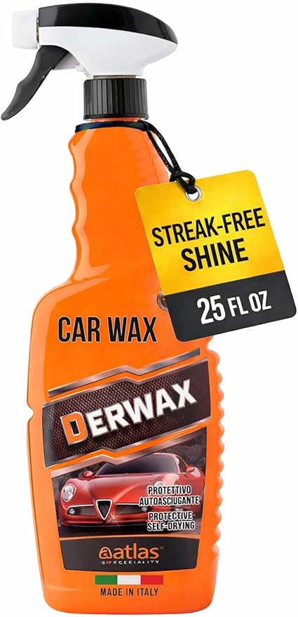 Spray Wax for Cars – Instant Mirror Shine & Streak-Free Finish – Premium Italian Formula, Easy Wipe-On Car Wax Spray for Deep Gloss, Slick Surface & Protection on Paint, Plastic & Trim – 25 Oz