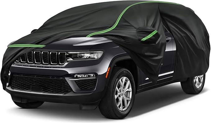 Car Cover for Jeep Grand Cherokee, SUV Size, 420D Oxford Fabric, Waterproof Windproof Sunproof Car Covers, Durable All Weather Protection, Anti-UV Outdoor Full Car Cover