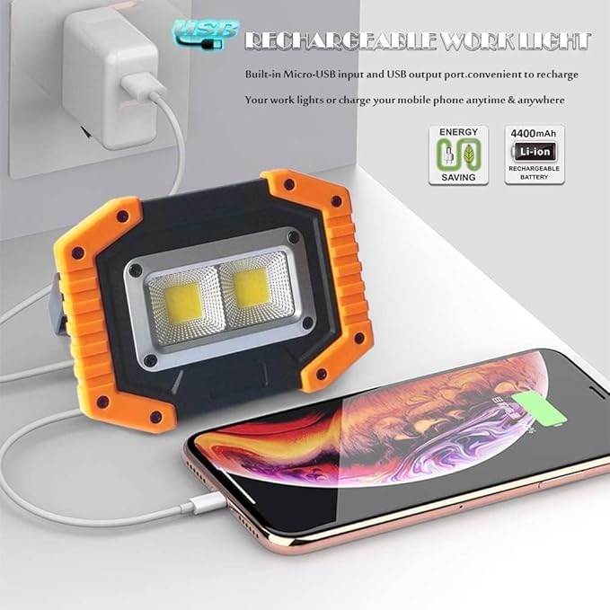 OTYTY LED Work Light Rechargeable, 30W 1500LM Battery Powered Portable Flood Lights with Magnetic Base, 4200mAh Battery for Camping Outdoor Car Repairs Job Site Lighting 2 Pack