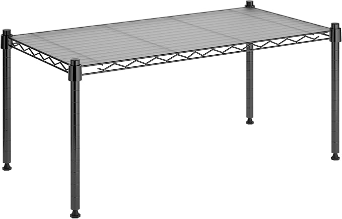 Whitmor 1 Tier Shelving Units, Wire Rack Storage Organizer, 30" L x 14" W x 15" H, Black w/Liner