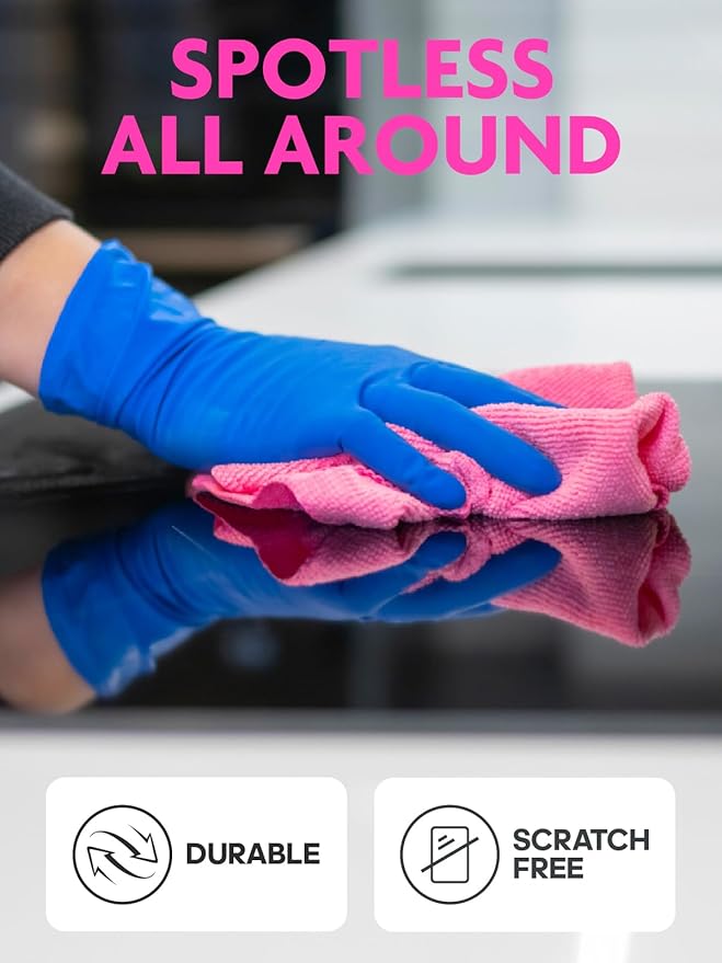 Tear-A-Rag Roll -50 Pack, 12 x 12" Microfiber Cleaning Cloth, Reusable Towels for home, auto and shop (Magenta)