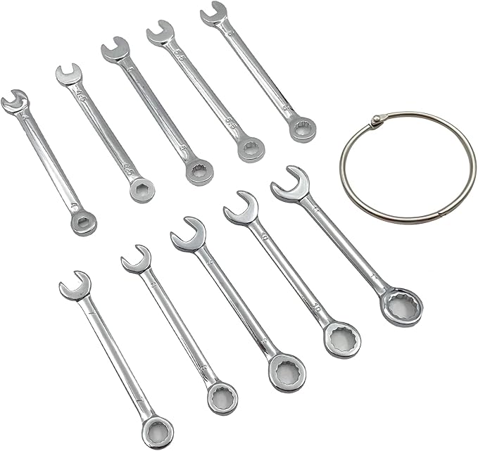 Mini Wrench Set Open End Wrench Combination Wrench Sets With Chain Ring Metric Type Wrenches (10pcs)