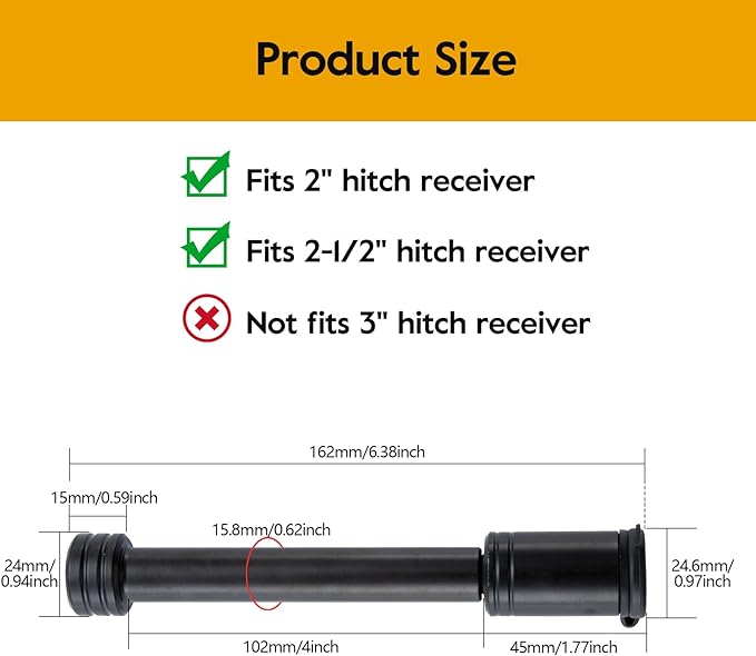 Hitch Receiver Pin Lock, Trailer Hitch Receiver Lock with 5/8" Pin, for Class III IV 2" and 2-1/2" Receiver on Trailer, Truck, Car, Boat, 2 Pack