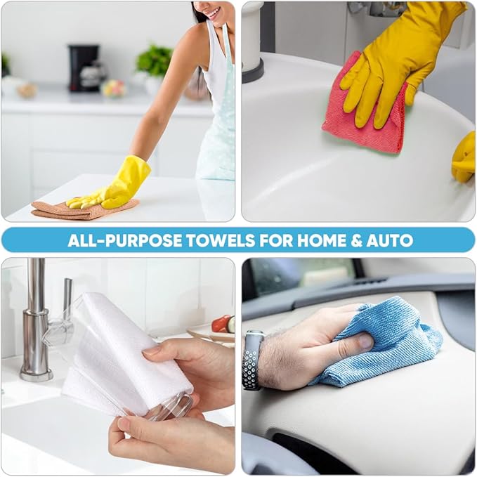 AIDEA Microfiber Cleaning Cloth Roll, 75PK, Reusable Paper Towels Tear Away Cloth, Microfiber Towels Washable Shop Rags, Lint Free Cleaning Rags for House, Kitchen, Window, 11.5"×11.5", Coffee