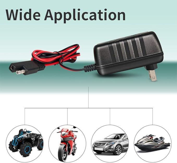 Vemote Trickle Battery Charger Maintainer, 12V / 6V Automatic Smart Battery Charger for Automotive Car Motorcycle Lawn Mower Marine Boat RV ATVs Sealed Lead Acid Battery
