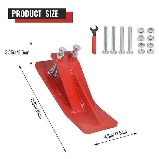 Doppy 2Pcs Tractor Bucket Edge Protector, 3/8'' Thick Snow Skid Tamer, Double Hex Lock Nuts & Bolts Included for Snow Removal, Leaves, Gravel Spreading,Red