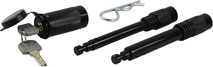 MaxxHaul Hitch Pin Lock Set 2 Hitch Pins 1/2" and 5/8" with 1 Shared Lock Keyed Alike Anti-Theft Trailer Hitch Lock for Class I-V Receivers Weatherproof (50151)