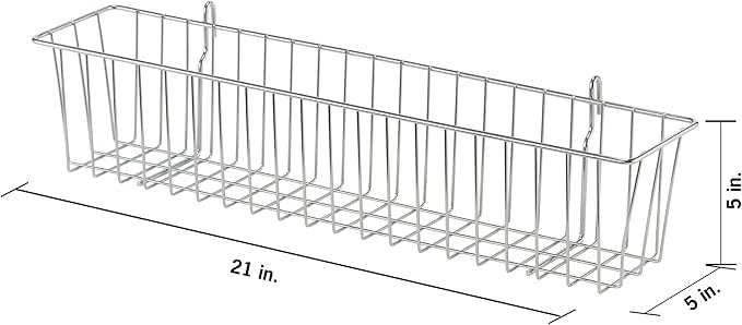 TRINITY EcoStorage 21-Inch Metal Hanging Basket to Use With Shelf Units and Storage Racks for Garage, Kitchen, and Closet Organization, NSF Certified, 20 Pound Capacity, Chrome, 2-Pack