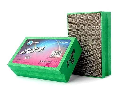 Z-Lion Diamond Hand Polishing Pads Electroplated Blocks Foam Backing for Tile Stone Marble Concrete Ceramics Granite Glass Wet Dry Grit 60