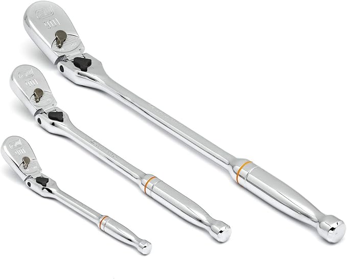 GEARWRENCH 3 Pc. 1/4", 3/8" & 1/2" Drive 90 Tooth Locking Flex Head Teardrop Ratchet Set - 81276T