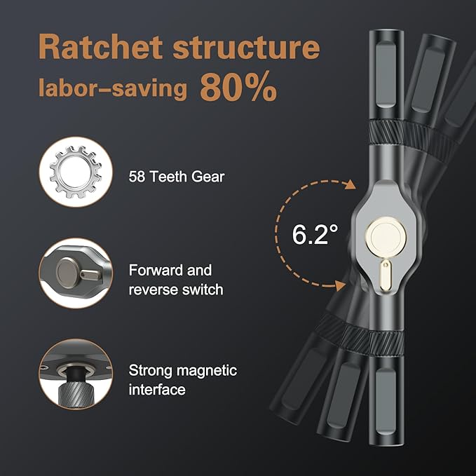 24 in 1 Magnetic Screwdriver Set, DIY Ratchet Screwdriver Set, Multi Bit Magnetic Drive Set with Detachable Ratchet Handle, Portable Precision Repair Tool Kit for Furniture Computer Bicycle
