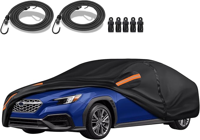 16-Layer Special Full Car Cover Fit for 2007-2024 Sub-aru WRX Impreza STI, Ultra Heavy 600D Oxford Cloth, All-Weather Protection Summer Sun Exposure and Winter Snow Rain Dust UV, Black