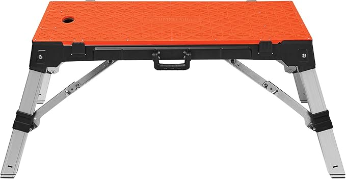 Disston 30146A OmniTable 4 in 1 Portable Workbench Work Table Dolly Scaffold and Creeper Adjustable Height with Folding Legs with Free Blu-MOL Jigsaw Blade Set (E0130146)