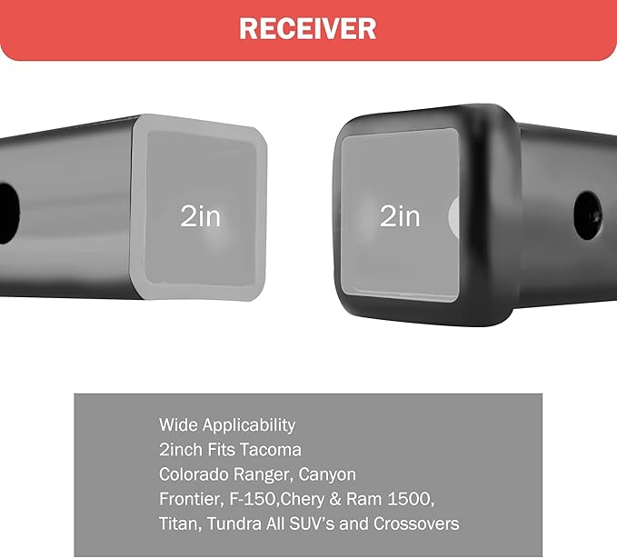 OPENROAD Adjustable Trailer Hitch Ball Mount - Fits 2-Inch Receiver, 2" Tow Balls, 7500lbs, 9-1/2" Drop/ 8-1/4" Rise, Heavy Duty Truck Hitch with Pin Lock