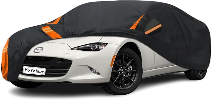 10-Layer for Mazda Miata MX-5 MX5 Car Cover Waterproof All Weather for Automobiles, Outdoor Full Exterior Covers Soft Cotton Lining with Door Zipper, Fit for Mazda Miata 1990-2025