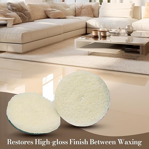 Koblenz Lambswool Pads with Foam Backing, Fits Most 6" Home Floor Buffer Machines, Two Polishing Pads with Two Plastic Replacement Retainer Clips, 45-0102-9