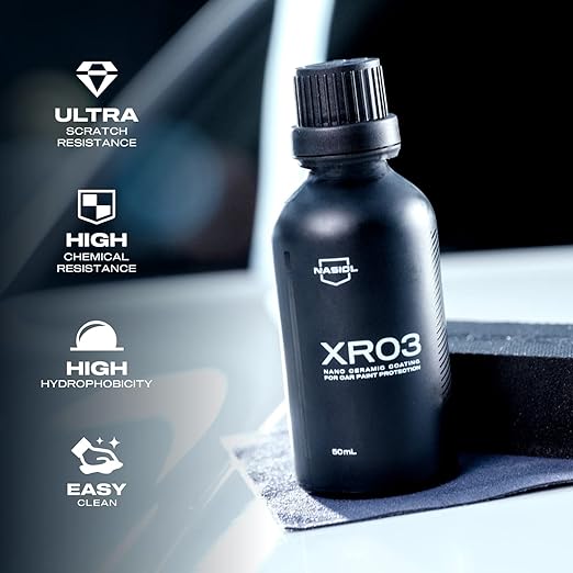 Nasiol XR03 Nano Ceramic Coating Kit – Advanced Paint Protection for Cars, Highly Hydrophobic, High Gloss Finish, One Layer Hybrid Durable Coating, Easy Application – 1.69 fl oz