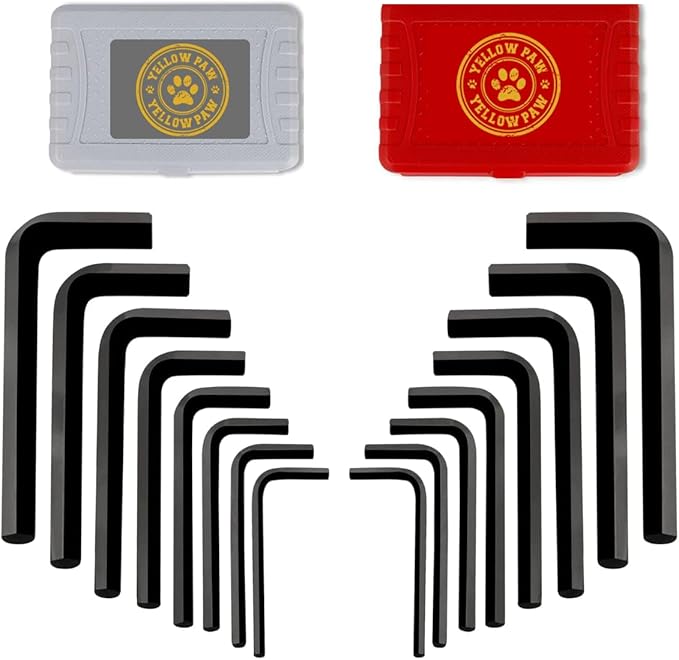 Yellow Paw Jumbo Allen Wrench Set (16 Pack - Extra Large Hex Key Set) Metric & Standard Sizes