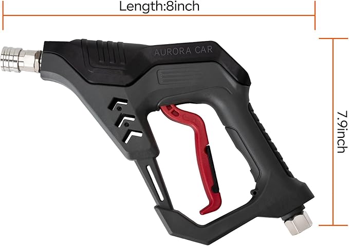 Pressure Washer Short Gun, Commercial 5000 PSI 12 GPM 5 Spray Nozzle Tips, 3/8" Quick Connect Plug and M22-14/15mm Fittings, Power Washer Gun Compatible with Foam Cannon