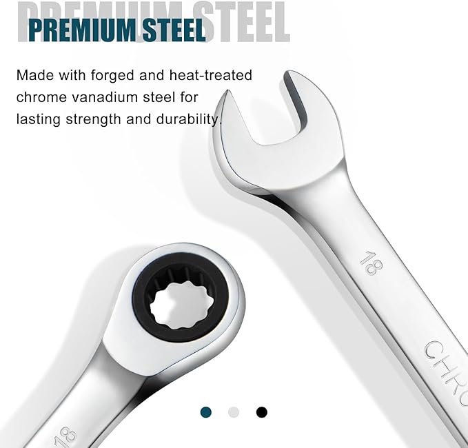 SORAKO 18mm Ratcheting Combination Wrench, Chrome Vanadium Steel Gear Wrench, Industrial Grade Cr-V Steel Gear Spanner, Household Garage Tools(Metric)