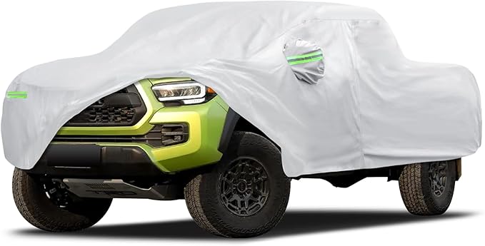 Car Cover Custom Fit for Toyota Tacoma 2005-2026, Migaven Waterproof Full Exterior Cover Sun Rain Protection with Door Zipper and Cotton Lining
