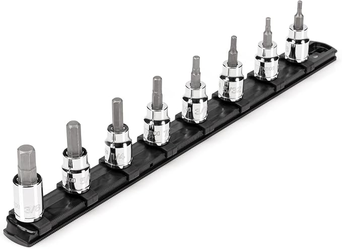 TEKTON 3/8 in Drive Hex Bit Socket Set with Rail, 8-Piece (1/8-3/8 in) | SHB91106