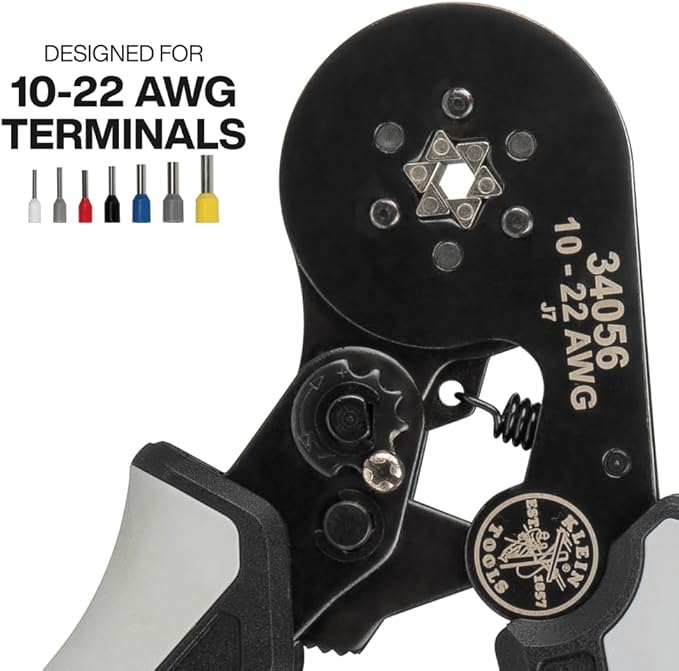 Klein Tools 34061 Ferrule Crimping Tool Set with Ratcheting Hex Crimper Pliers, 1200 Wire Terminals (10-22 AWG), and Soft Carrying Case for Electrical Applications