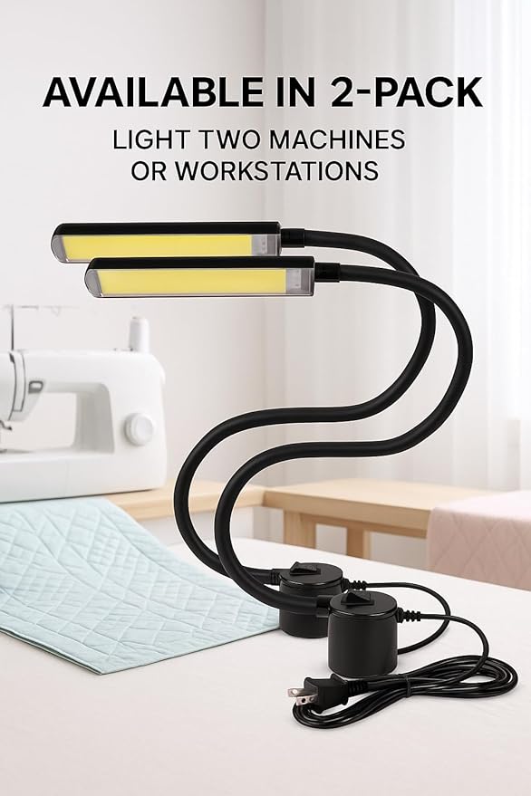 FAJ Sewing Machine Light, Magnetic, Flexible 60 LED Work Lights, Bandsaw Accessories, Scroll Saw with Extra Long Gooseneck (2 Pack) - 4 Mount Anywhere Discs Included