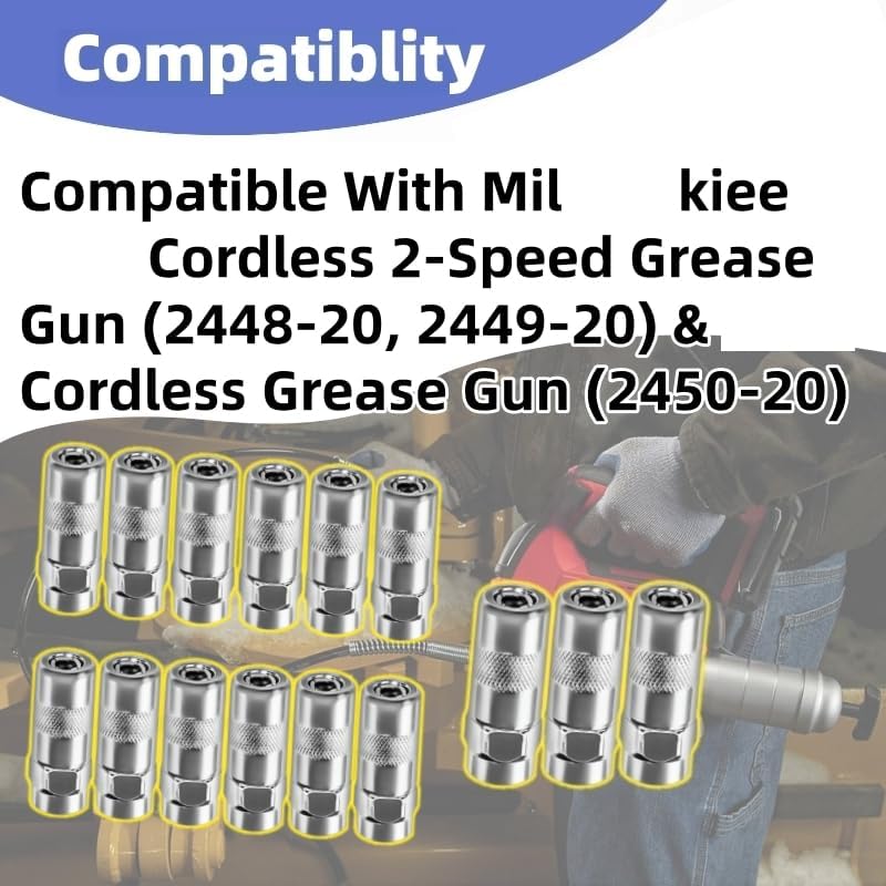 15PK Grease Gun Tips Replaces for Miwaukiee Grease-Gun Coupler 49-16-2649