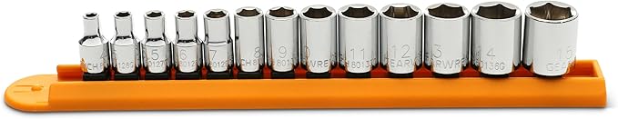 GEARWRENCH 13 Pc. 1/4" Drive 6 Pt. Socket Set, Standard, Metric - 80302D