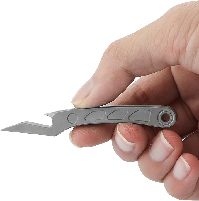 EDC Pry Bar Keychain Bottle Opener Compact Titanium Tool, Pocket sized and Multi functional
