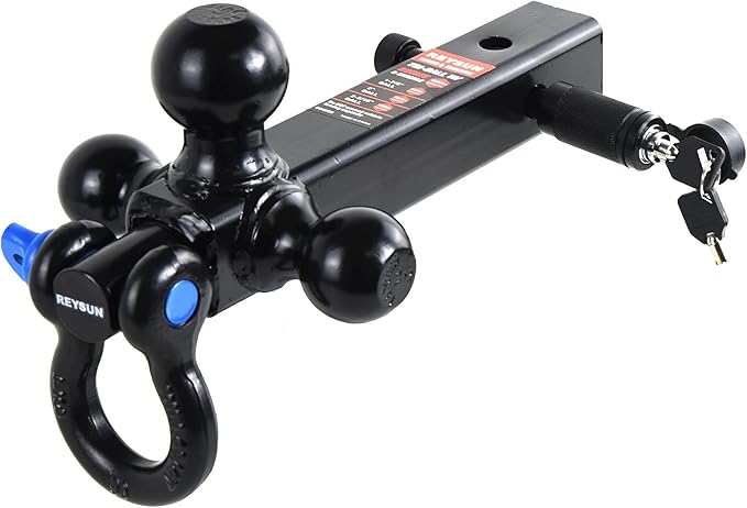 Trailer Hitch Tri-Ball Hitch Mount with Rotatoble Tow Shackle, fits for 2-inch Hitch Receiver, Hitch Lock Pin Included…