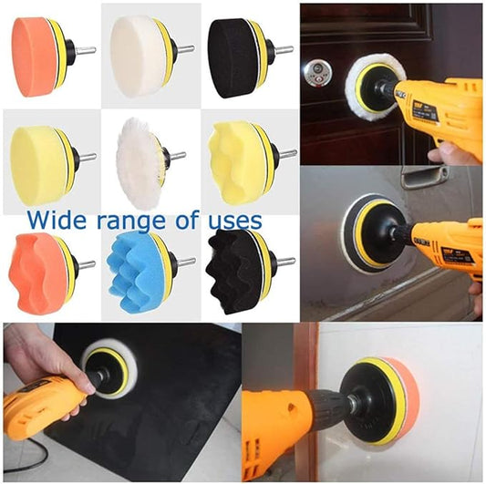 Yesallwas Car Foam Drill Polishing Pad Kit 8Pcs,4 Inch Buffing Pads Kits Drill Buffer Attachment,Thin Sanding Sponge for Drill Buffing,Car Sanding,Polishing,Waxing,Cleaning Set (4 Inch)