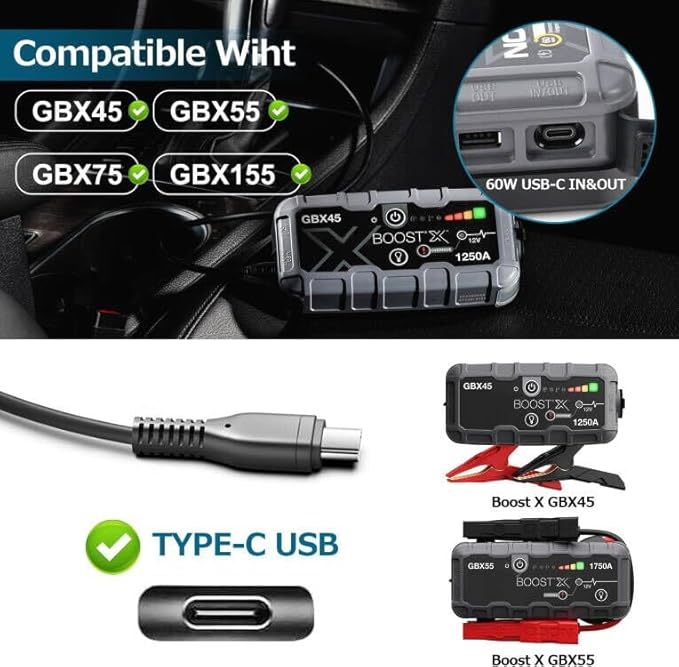 TAIFU 65W USB C Power Adapter Battery Charger Compatible with Boost X GBX45 1250A GBX55 GBX75 1750A GBX75 2500A GBX155 4250A & Boost Air AX65 UltraSafe Portable Jump Starter Power Supply Cord