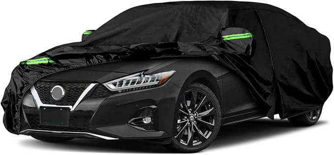Waterproof Car Covers Replace for 1999-2023 Nissan Maxima, 6 Layers All Weather Custom-fit Car Cover with Zipper Door & Windproof Bands for Snow Rain Dust Hail Protection (Maxima)