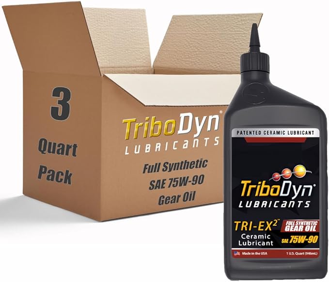 Tri-Ex2 75W90 Full Synthetic Gear Oil with Ceramic Coating - API GL-5 & MT-1 - for Differentials, Manual Transmissions & Hypoid Gears - 3 Quart Box (3 Quart Pack, 75W-90)