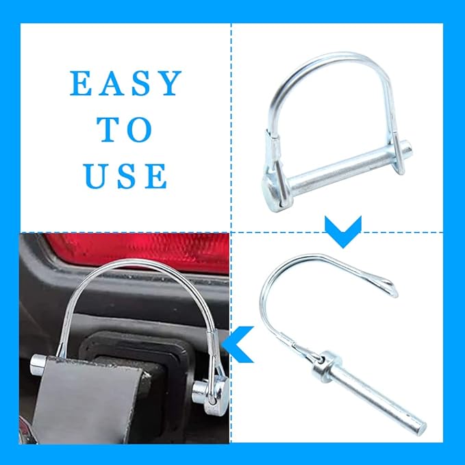 5Pcs Shaft Locking Pin 1/4”Trailers Lock Hitch Lock Pin Zinc Plated Carbon Steel Round Loop Safety Wire Lock Pin Length 2-11/64" for Farm Trailers Trolley Wagons Lawn Garden Towing(D-6x55mm)