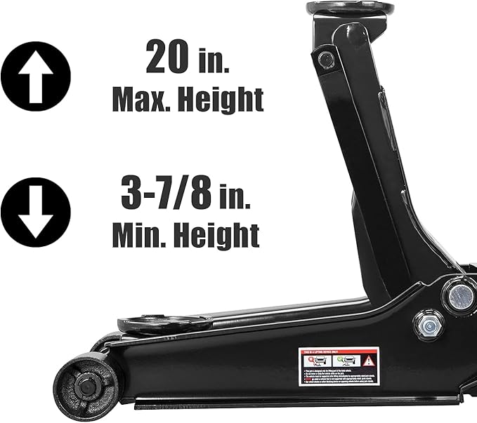 Torin Low Profile Hydraulic Floor Jack with Dual Quick Lift Pump, 4 Ton (8,000 lb) Capacity, Black